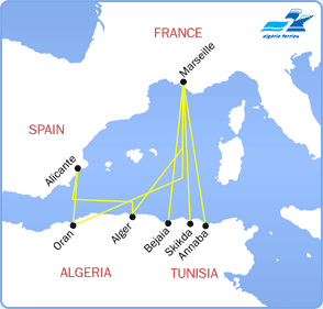 Algerie Ferries map