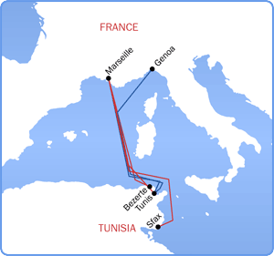 Tunisia Ferries map
